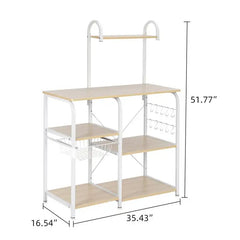 Kitchen Bakers Rack Freestanding Microwave Table Kitchen Microwave Stand with S-Shaped Hooks Kitchen Storage Kitchen Supplies