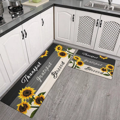 Sunflower Kitchen Rugs - Kitchen Mat Set of 2, Sunflower Decor Sunflower Rugs for Kitchen, Farmhouse Kitchen Rugs, Country Sunflower Kitchen Decor Accessories Things - Sunflower Rugs and Mats